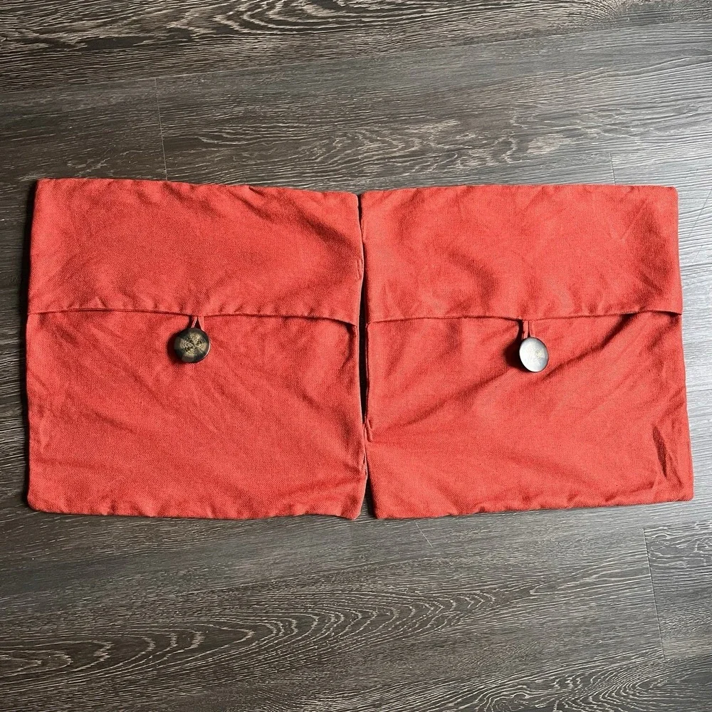 Set Of‎ 2 Pottery Barn Red Rust Linen Cushion Covers 18
